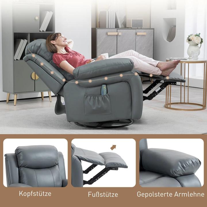 Immagine prodotto Swisshandel24 poltrona TV elettrica, con funzione massaggio, girevole a 360°, con 8 teste vibranti, funzione