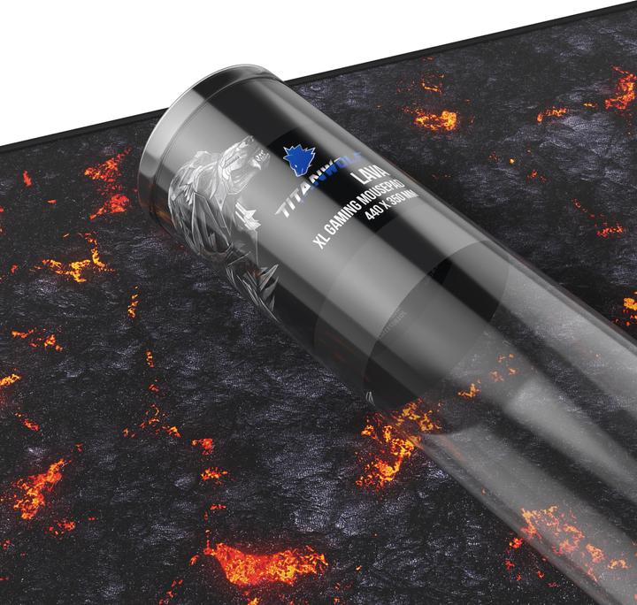 Actual product image Titanwolf Gaming Mouse Pad XL, 440 x 350mm Mouse Pad with Fabric Surface, Rubberised Back, Lava Motif (XL)