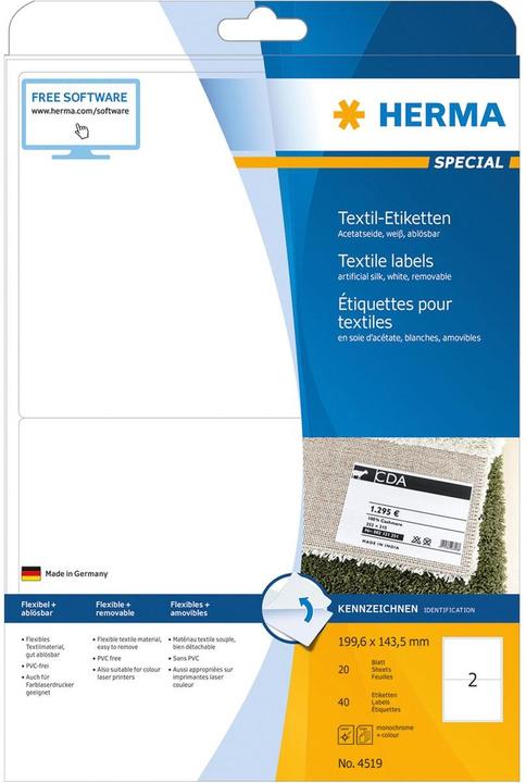 Actual product image HERMA A4 removable name labels