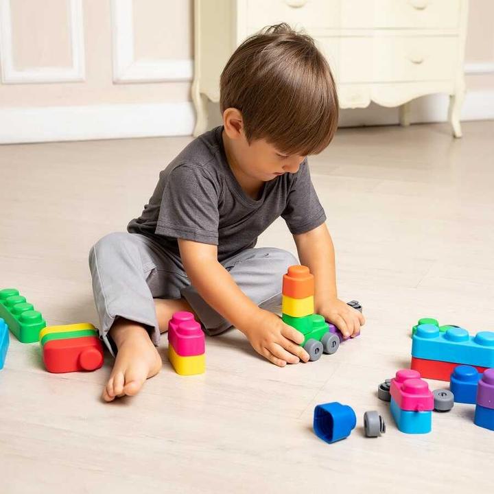Immagine prodotto Montessori Giocattoli, giocattoli educativi, blocchi morbidi e ruote - 25 blocchi e 16 ruote