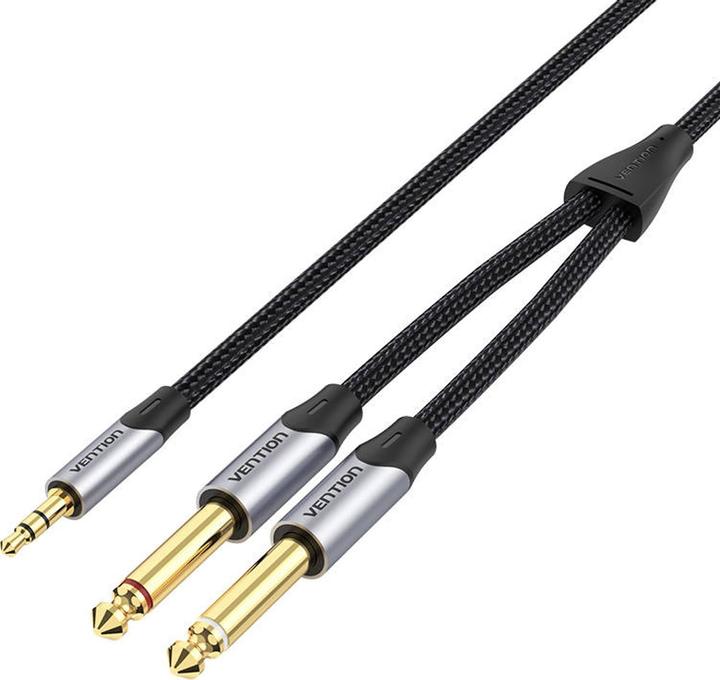 Image du produit Vention Câble mini jack 3.5 mm vers 2x jack 6.5 mm BARHG 1.5m (gris) (1.50 m, Jack 3,5 mm (AUX))