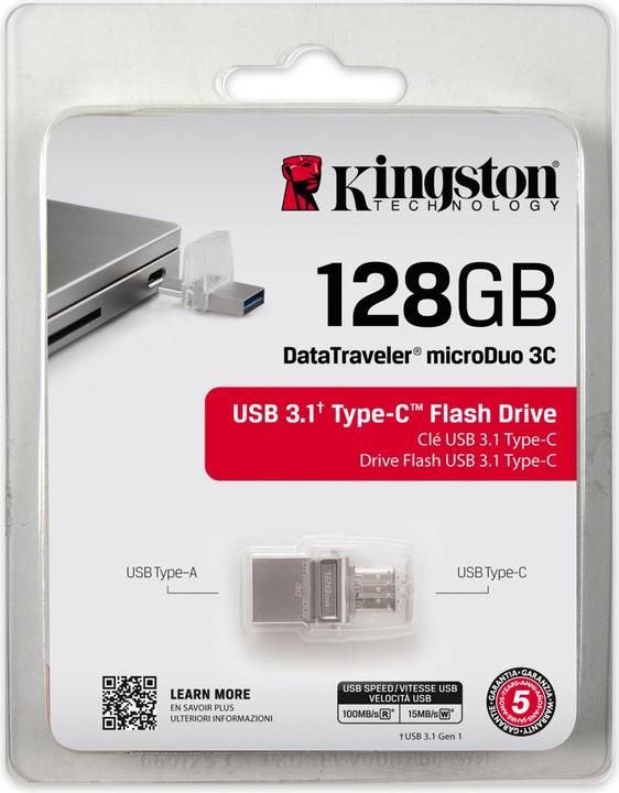 Produktbild Kingston DataTraveler microDuo 3C (128 GB, USB-C, USB-A, USB 3.1)