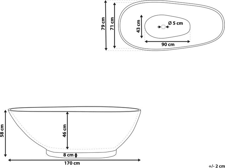 Actual product image Beliani Bathtub freestanding navy blue marble look 170 x 80 cm RIOJA (178 l, 170 cm)