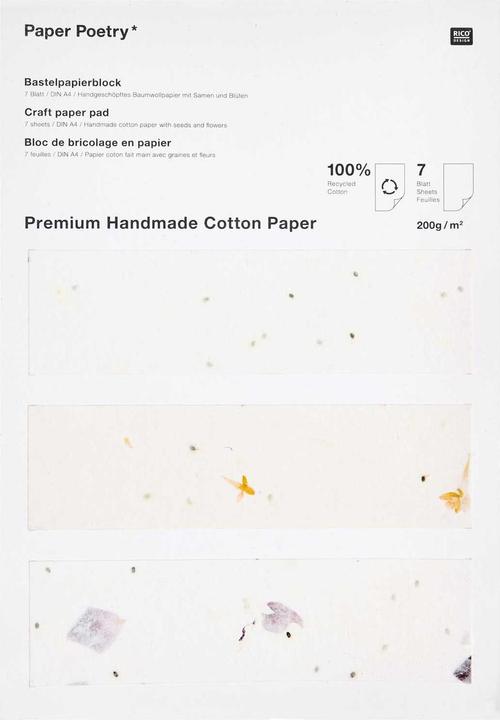 Image du produit Rico Design Bastelblock "Handgeschöpftes Baumwollpapier" (200 g/m², 7 x)
