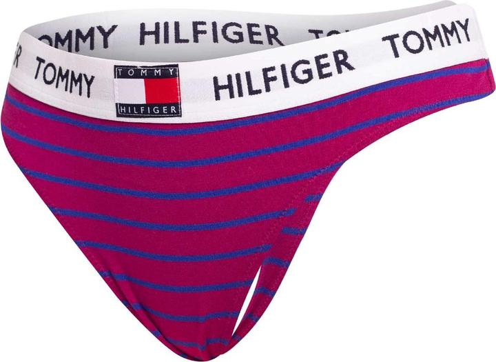 Image du produit Tommy Hilfiger Femmes Thong Print Culotte de Tanga, Italian Wine Stripes, S (S)