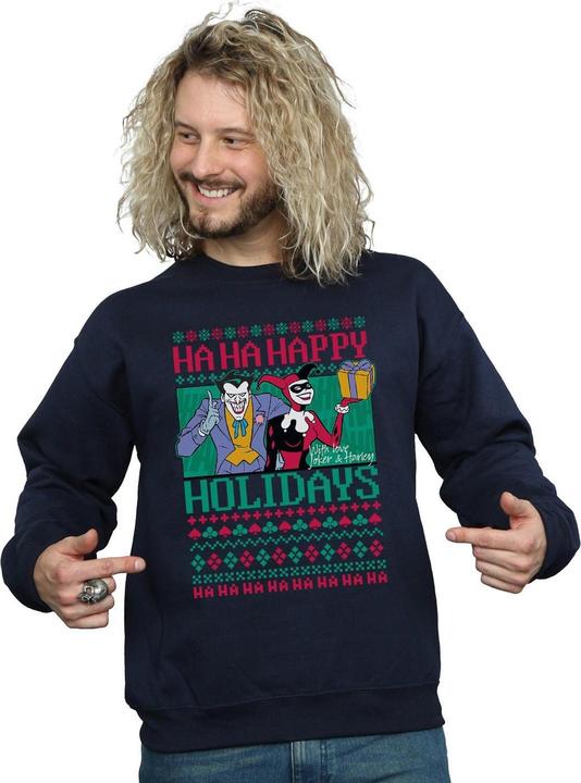Immagine prodotto Felpa uomo Joker e Harley Quinn Ha Ha Happy Holidays in cotone (XXL)
