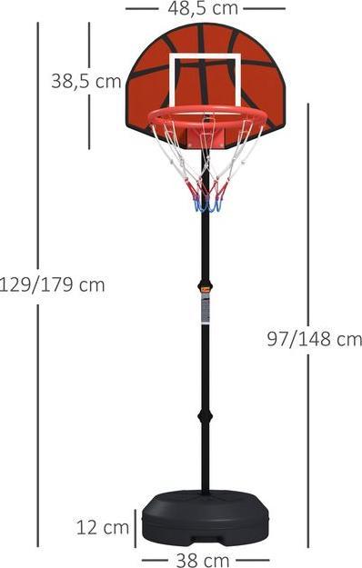Image du produit Swisshandel24 Panier de basket-ball, support réglable en hauteur, cible de fléchettes magnétique 129-179cm