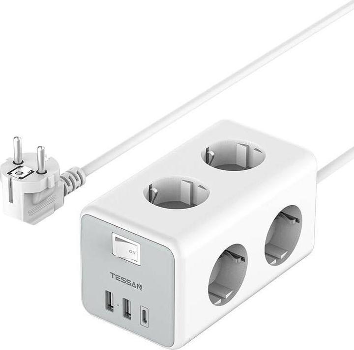 Produktbild Tessan Power strip TS-306-C (6 x, USB-A, USB-C, 2 m)