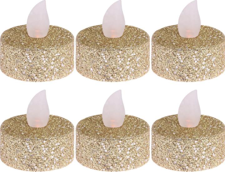 Produktbild Mondex LED-Teelichter 6 Stück, Gold-Glitzer, 3.8 x 4 cm (6 x)