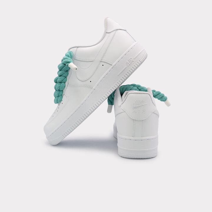 Mint green, White