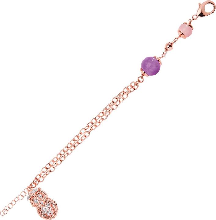 Actual product image Ottaviani Rose gold bronze bracelet with silver glitter, and agate