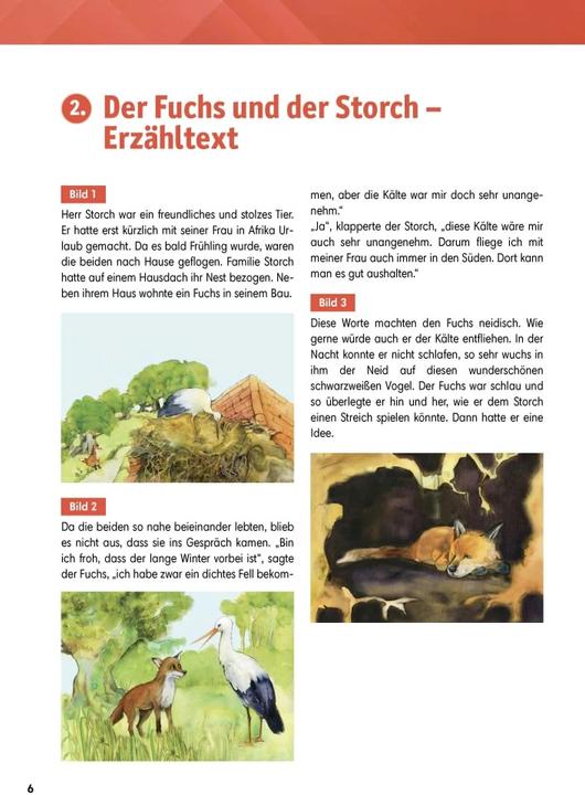 Immagine prodotto Arbeitsmaterial Grundschule. Fabeln für den Deutschunterricht: Der Fuchs und der Storch (Tedesco, Monika Lefin-Kirsch, 2021)