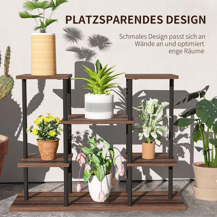 Actual product image Swisshandel24 4-Etagen Pflanzenständer, 61,5 cm hoch, Holz, Verkohlt