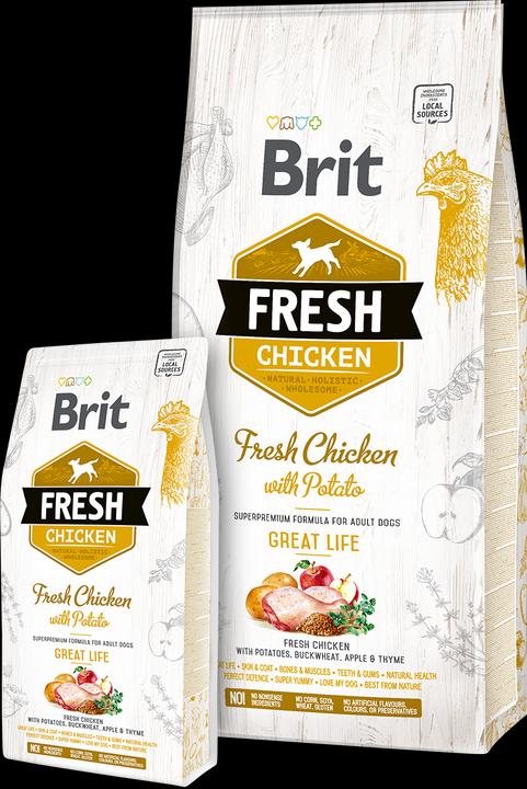 Actual product image Brit Fresh Dog with chicken and potatoes Adult 12kg (Adult, 1 pcs., 12000 g)