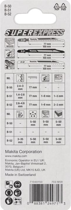 Image du produit Makita Jeu de lames de scie sauteuse