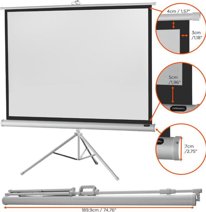 Produktbild Celexon Economy tripod screen - Projektionsbildschirm mit Stativ - 221 cm (87") (87", 4:3)