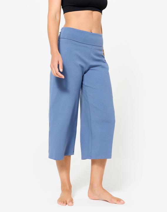 Produktbild Kimjaly Yoga Caprihose Damen hoher Bund - kometenblau (S)
