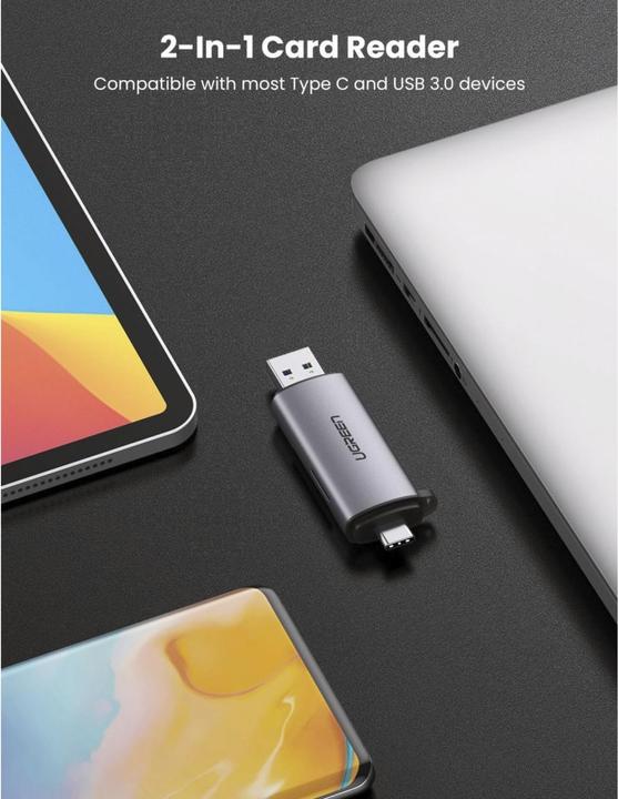 Actual product image Ugreen USB-C and USB-A - TF SD 3.0 (USB, USB-C)