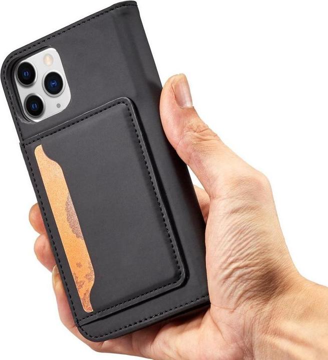 Actual product image Hurtel Magnet Card Case for iPhone 12 Pro Max Pouch Card Wallet Card Holder Black (Apple iPhone 12 Pro Max)