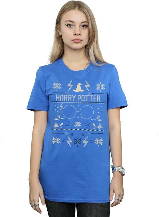 Actual product image Womens/Ladies Christmas Pattern Cotton Boyfriend T-Shirt (3XL)