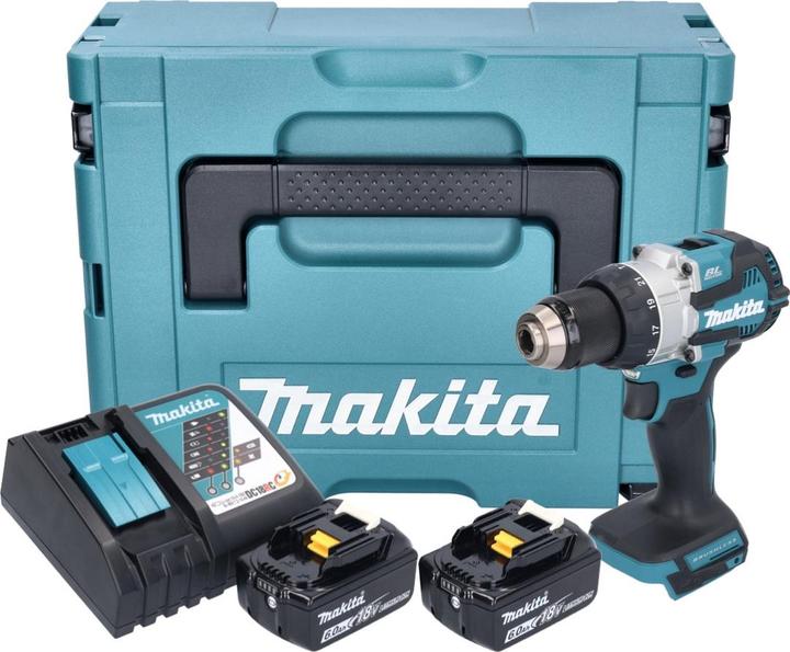 Image du produit Makita DHP 489 RGJ Perceuse à percussion sans fil 18 V 73 Nm sans balais + 2x batterie rechargeable 6.0 Ah (Fonctionnement sur batterie)