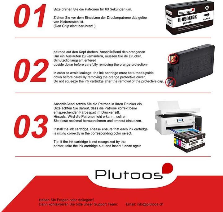 Actual product image Plutoos HP 950XL Cartridge XXL compatible, Black CN045AE