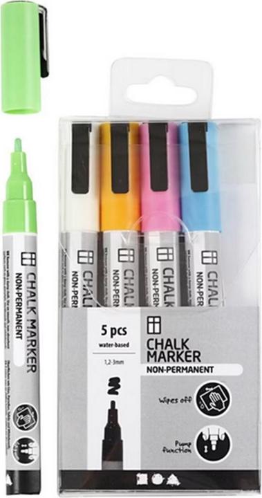 Creativ Company Kreidemarker Kräftige Farben 5 Stück, Mehrfarbig (Mehrfarbig, Rosa, 1.20 mm, 5 x)