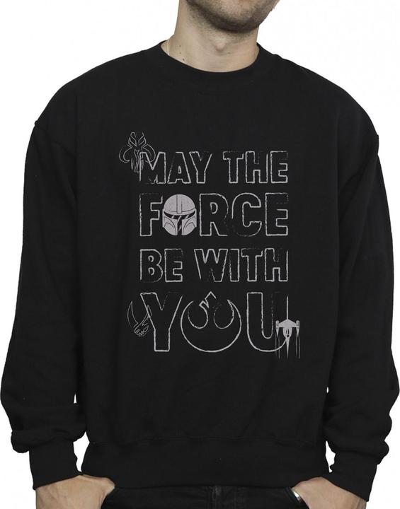 Actual product image Star Wars Mens The Mandalorian May The Force Mando Sweatshirt (M)