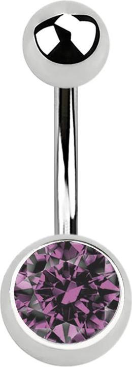 Actual product image Star Piercing Banana silver with ball and ball crystal light purple (without brass, Surgical steel 316L)