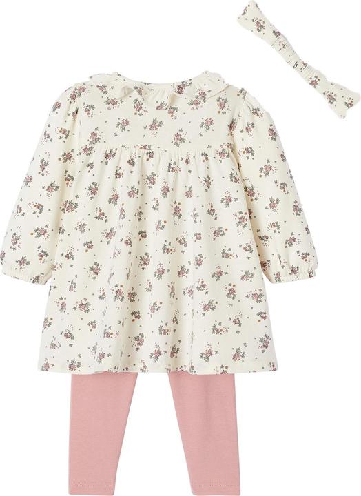 Image du produit Vertbaudet Bio-Kollektion: Baby-Set aus Blumenkleid, Leggings & Haarband (62)