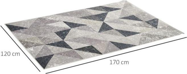 Actual product image Swisshandel24 Carpet with geometric shapes, fleece coating, 120x170cm, dark grey + light grey (170 x 120 cm)