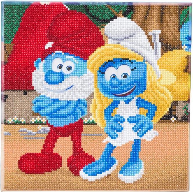Produktbild Craft Buddy Schlumpfine und Papa Schlumpf, Bild 30x30cm Crystal Art