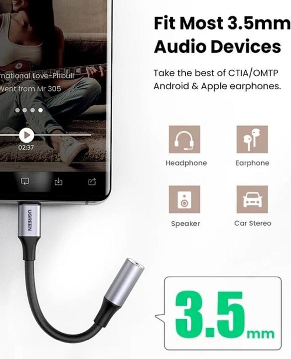 Image du produit Ugreen Adaptateur USB-C vers 3.5mm femelle avec support IPAD Pro et Samsung Note 10 (USB Type C, Jack 3.5mm)