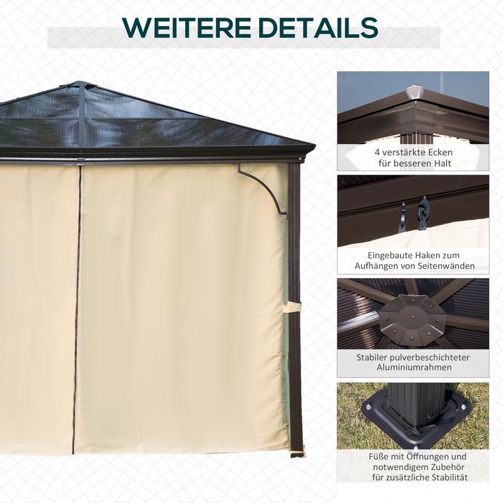 Image du produit Outsunny Pavillon de luxe avec toit translucide (300 cm, 300 cm)