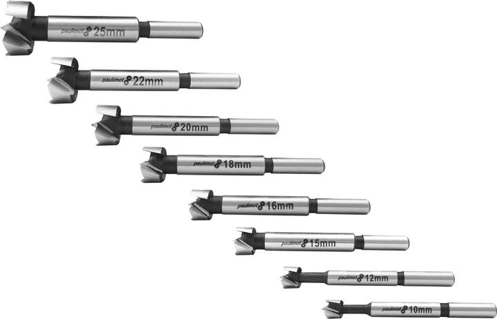 Actual product image Paulimot Forstnerbohrer-Set 15-teilig (10, 12, 15, 16, 18, 20, 22, 25, 26, 28, 30, 35, 40, 45, 50)