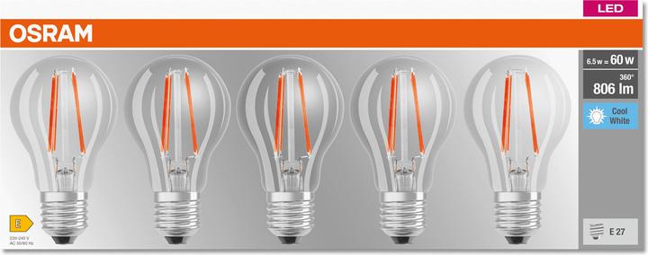 Immagine prodotto Osram Base Led Classic A (E27, 6.50 W, 806 lm, 5 x, E)
