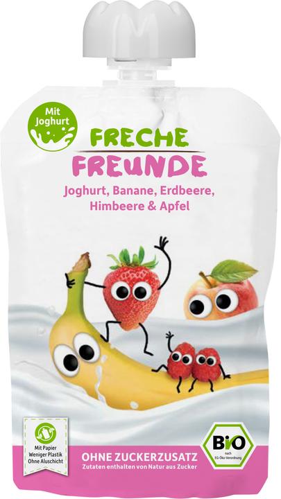Image du produit Freche Freunde Concassez le yaourt aux fraises et aux framboises. (100 g)