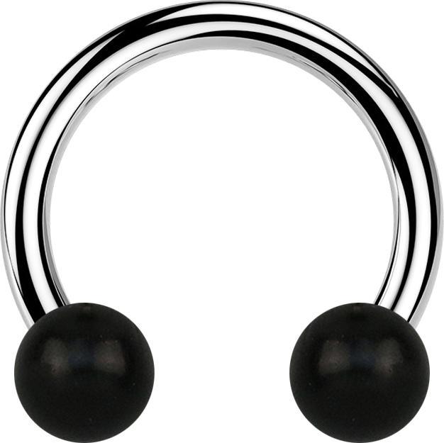Produktbild Star Piercing Circular Barbell silber mit zwei Kugeln aus schwarzem Horn (Organisch, Chirurgenstahl 316L, ohne Messing)