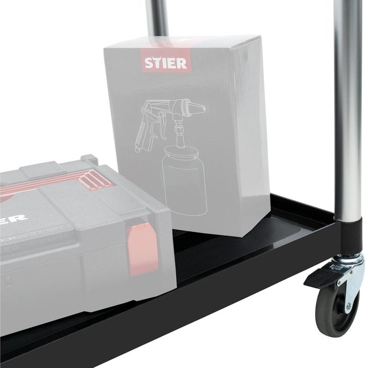 Image du produit Stier Chariot de service avec 2 étagères, 750 mm de longueur x 460 mm de largeur x 825 mm de hauteur