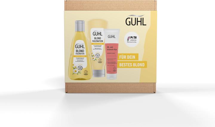 Produktbild Guhl Blond Vorteils-Set - Inhalt: Shampoo, Spülung & Kur - 550 ml - Haartyp: blond, blondiert, fein (550 ml, Flüssiges Shampoo)