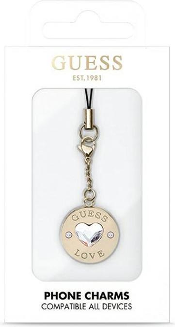 Actual product image Guess zawieszka GUCPMHGLD Phone Strap Heart Diamond Charm with Rhinestones