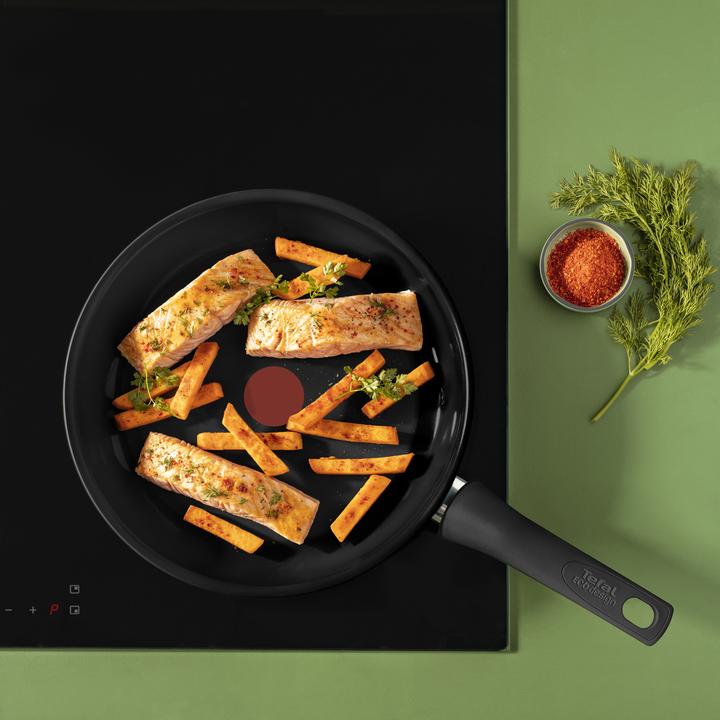 Actual product image Tefal Pan set + saucepan set / frying pan Renew Black On 24cm + 28cm (24 cm, Frying pan, Pan set + pot set, Cast aluminium, Ceramic)
