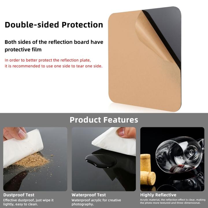 Actual product image Puluz 40cm Photography Acrylic Reflective Display Table Background Board (Black) (Further accessories)