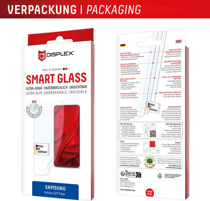 Image du produit Displex Smart Glass, Displayschutzfolie (1 pièce(s), Samsung Galaxy S25 Edge)