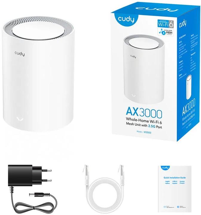Produktbild Cudy M3000 AX3000 Wi-Fi 6 Mesh 2.5G 1er-Pack (2402 Mbit/s)