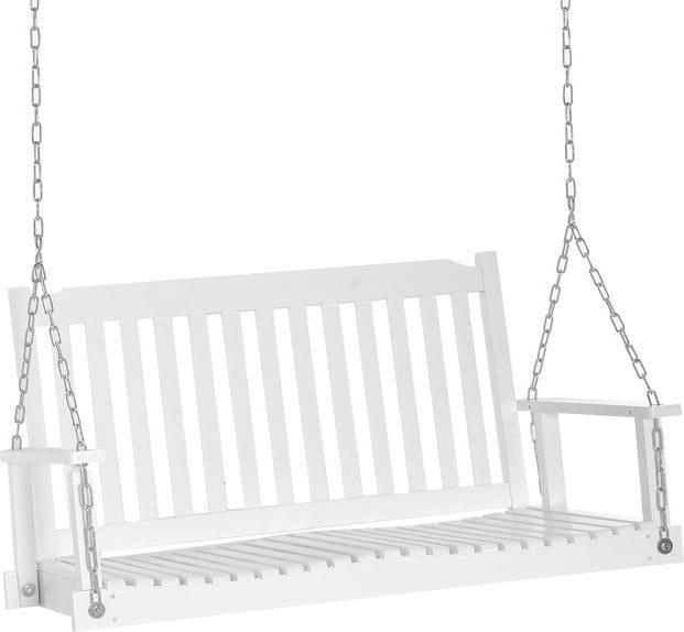 Actual product image Swisshandel24 Garden swing Swing bench Hanging bench for 2 people Solid wood Patio Terrace Backyard White 117 x