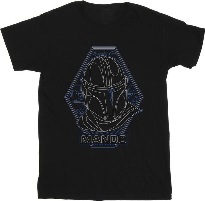 Star Wars The Mandalorian Outline Helm Diamond TShirt (L)