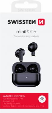 Produktbild Swissten Bluetooth TWS Kopfhörer miniPODS Schwarz (4 h, Kabellos)