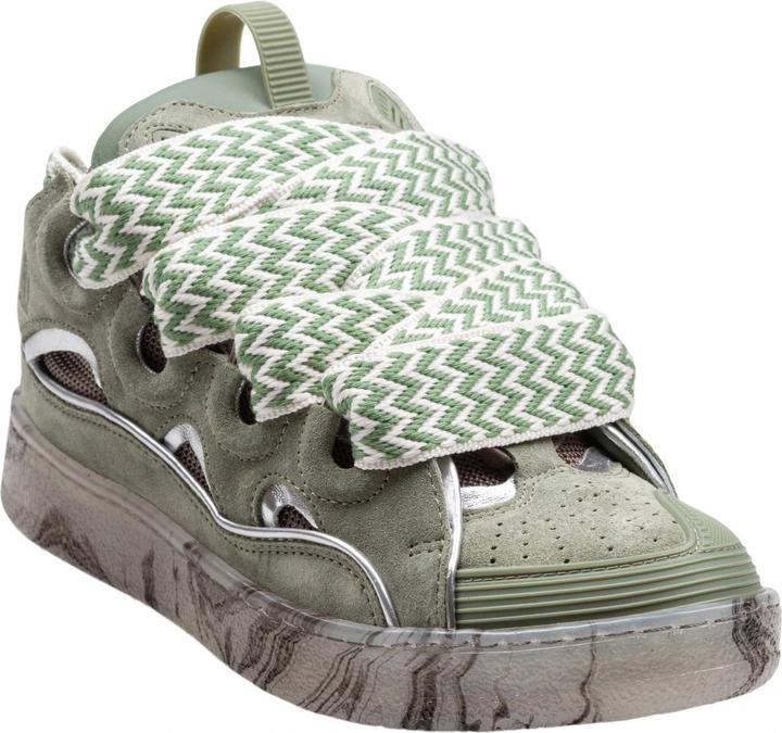 Actual product image Lanvin curb sneakers in leather and mesh colour green (42)