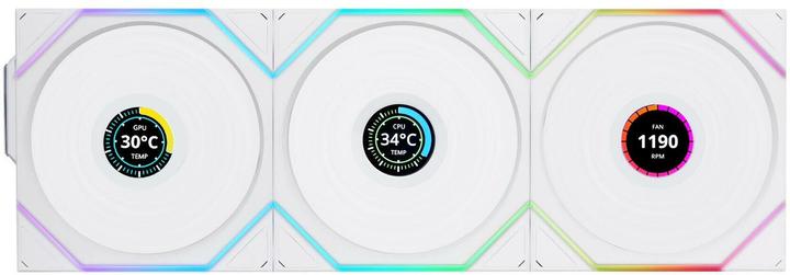 Lian-Li UNI FAN TL Wireless LCD Lüfter, ARGB, PWM, 3er-Pack inkl. Controller - Reverse Blade, 120 mm (120 mm, 3 x)